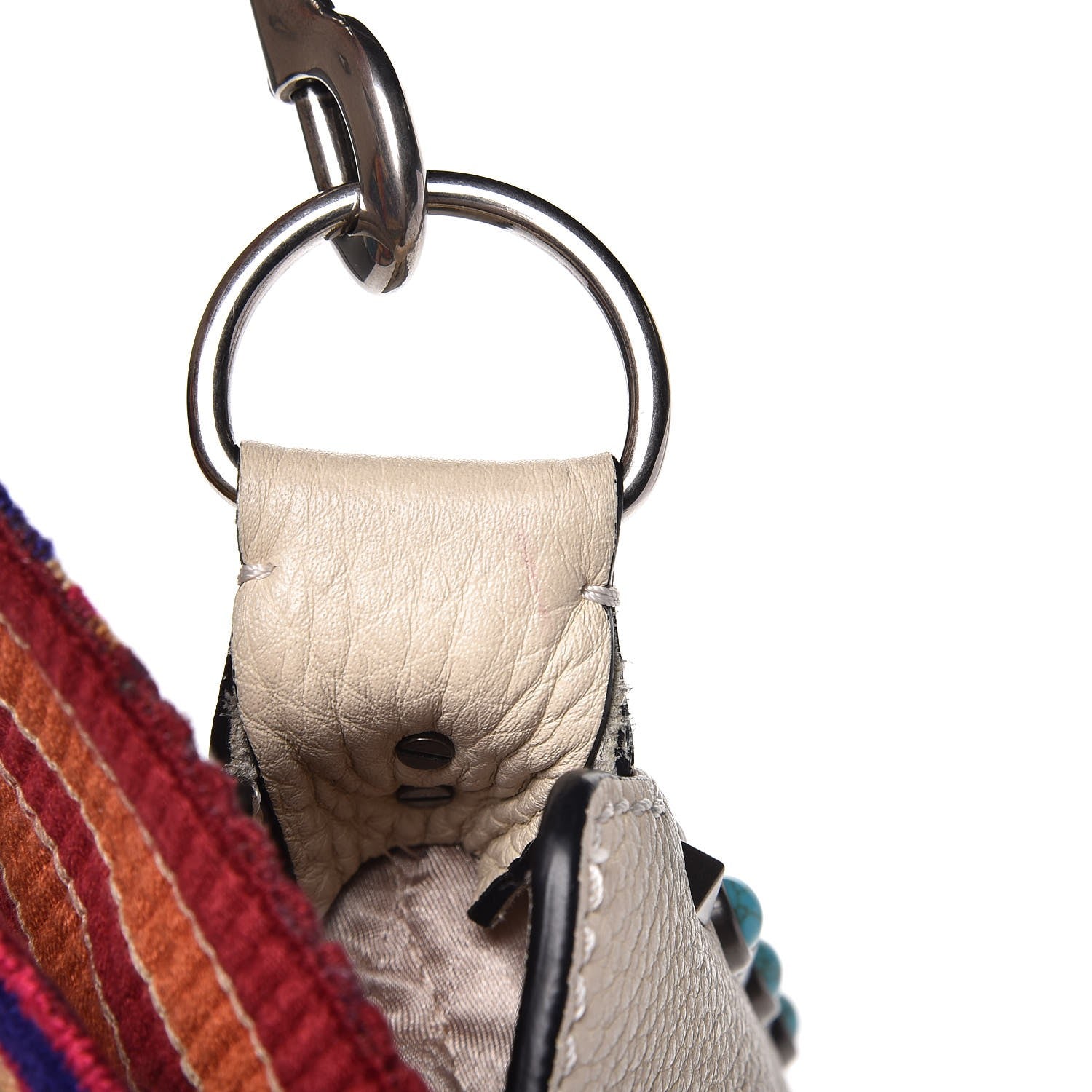 Valentino Garavani Pebbled Calfskin Tribal Small Guitar Strap Rockstud Rolling Flip-Lock Messenger Bag Ivory 16 of 16