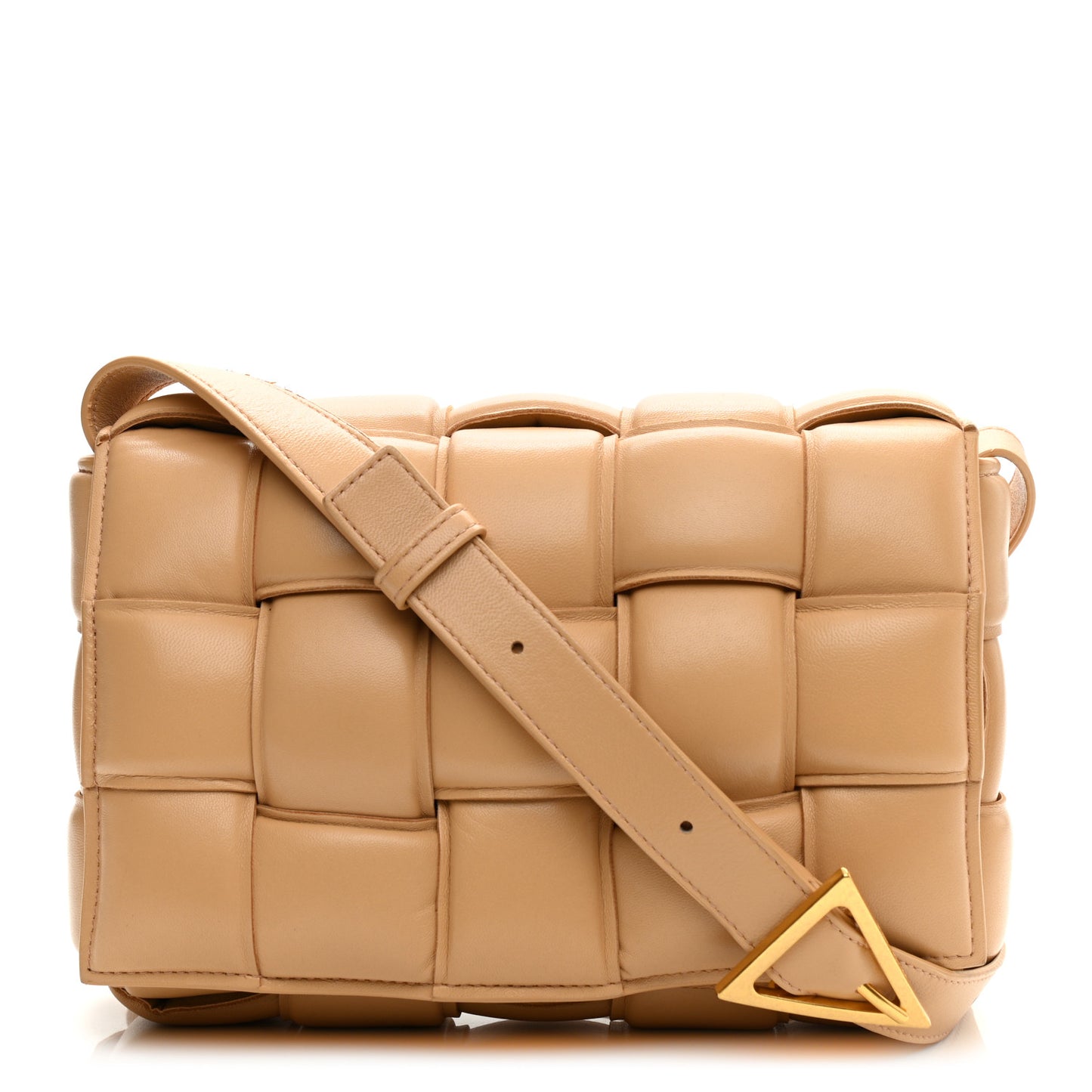 Nappa Maxi Intreccio Padded Cassette Crossbody Bag Almond