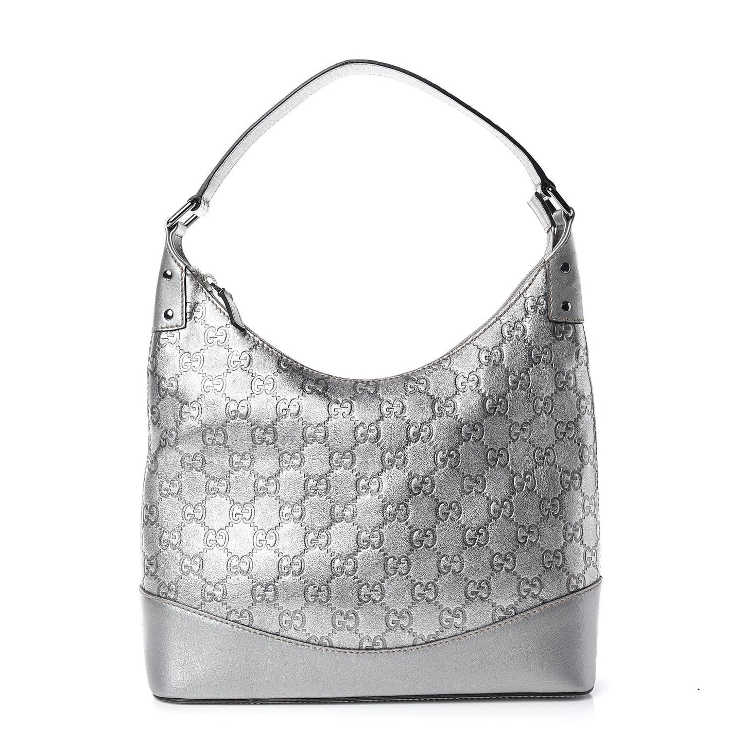 Metallic Guccissima Small Shoulder Bag Silver