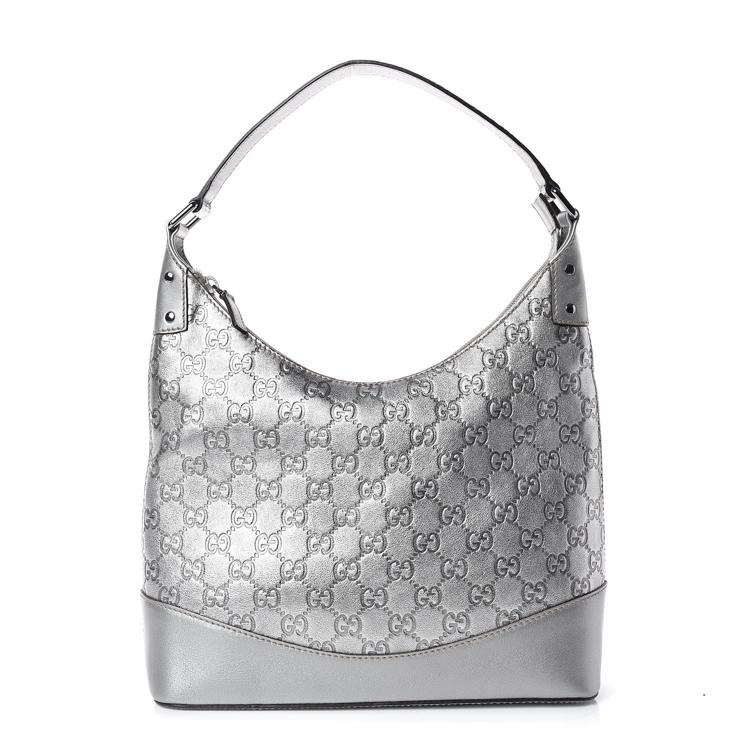 Gucci Metallic Guccissima Small Shoulder Bag Silver 1 of 9