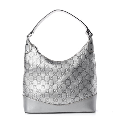 Gucci Metallic Guccissima Small Shoulder Bag Silver 1 of 9