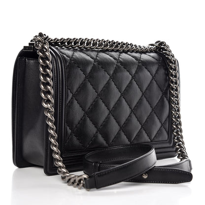Chanel Calfskin Quilted Double Stitch New Medium Boy Flap Black 3 of 9