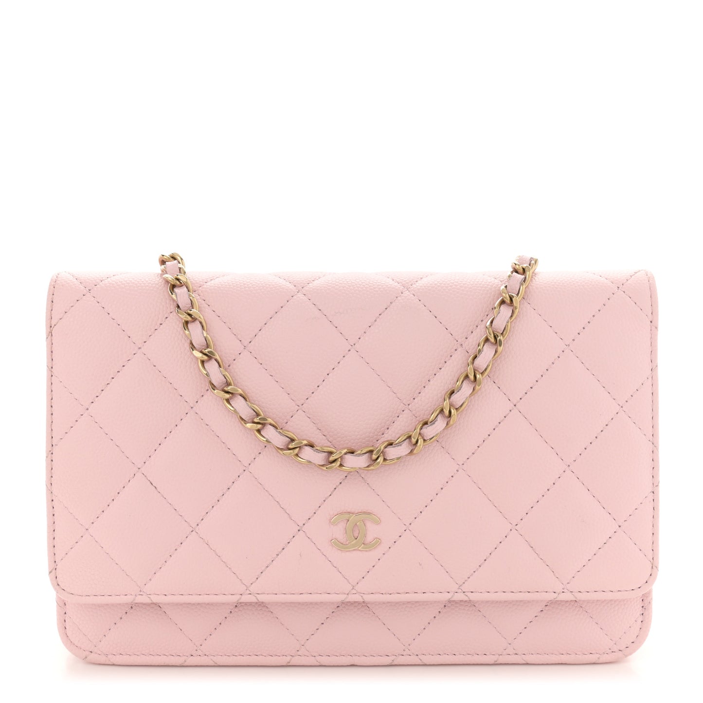 Caviar Quilted Wallet on Chain WOC Light Pink
