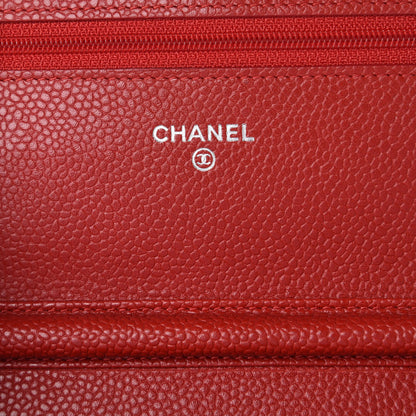 Chanel Caviar Quilted Wallet on Chain WOC Red 6 of 9