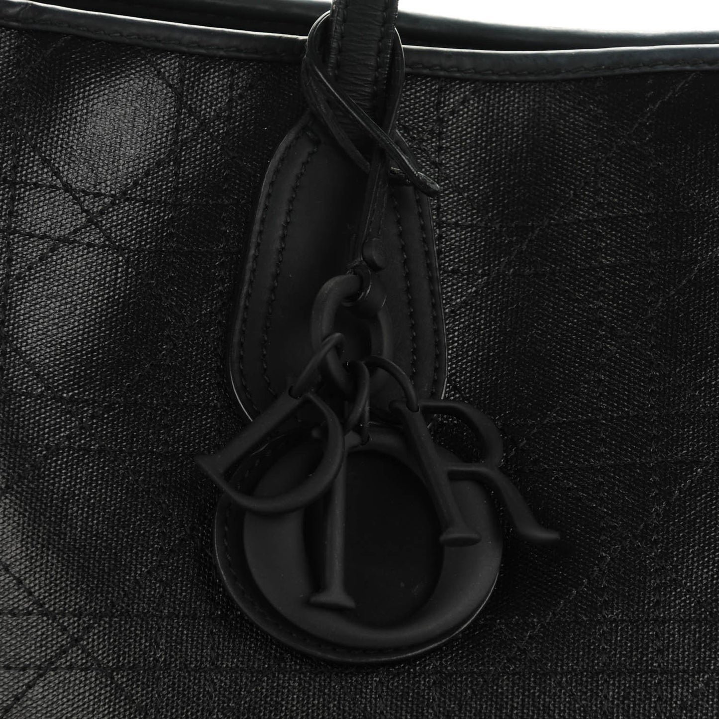 Coated Canvas Cannage Panarea Shopping Tote Black
