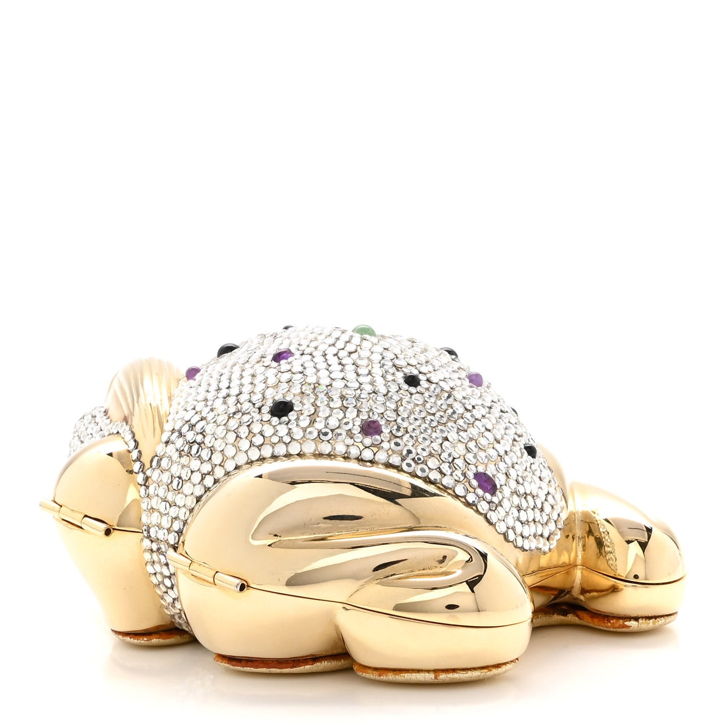Crystal Frog Minaudiere Chain Clutch Gold
