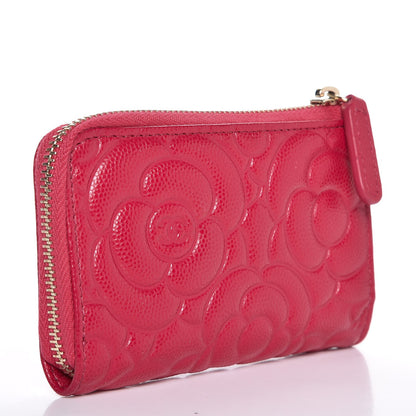 Chanel Caviar Camellia Embossed Key Holder Case Fuchsia 3 of 7