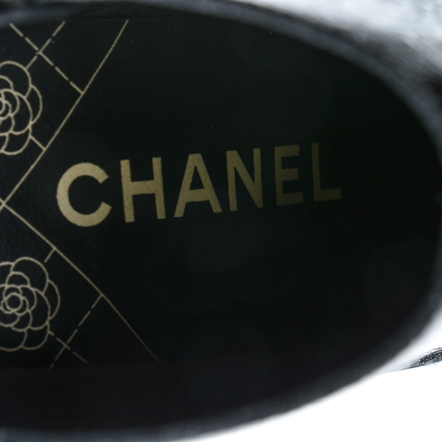 Chanel Crinkled Calfskin Grosgrain Pearl CC Cap Toe Ankle Booties 38.5 Black 7 of 7