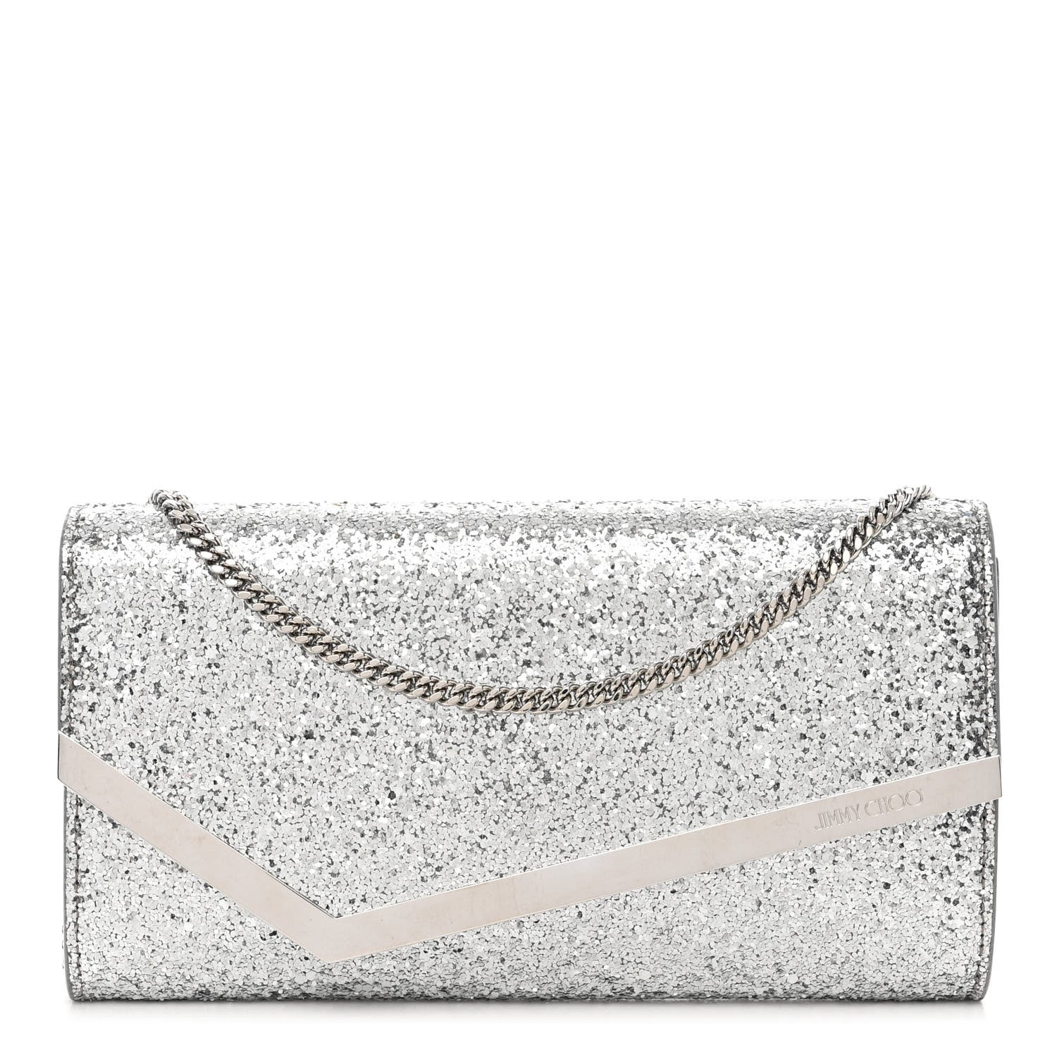 Jimmy Choo Glitter Emmie Clutch Silver 1 of 14