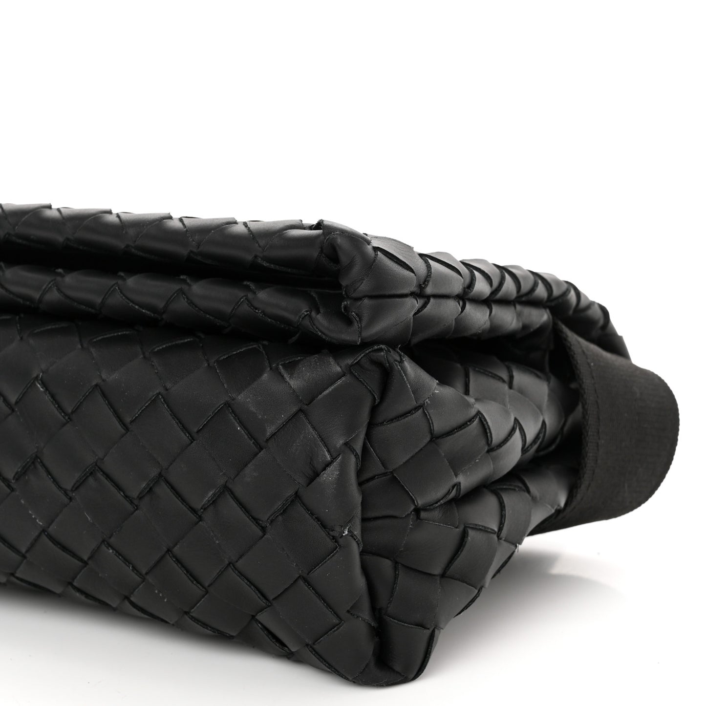 Nappa Intrecciato Small Fold Crossbody Messenger Black