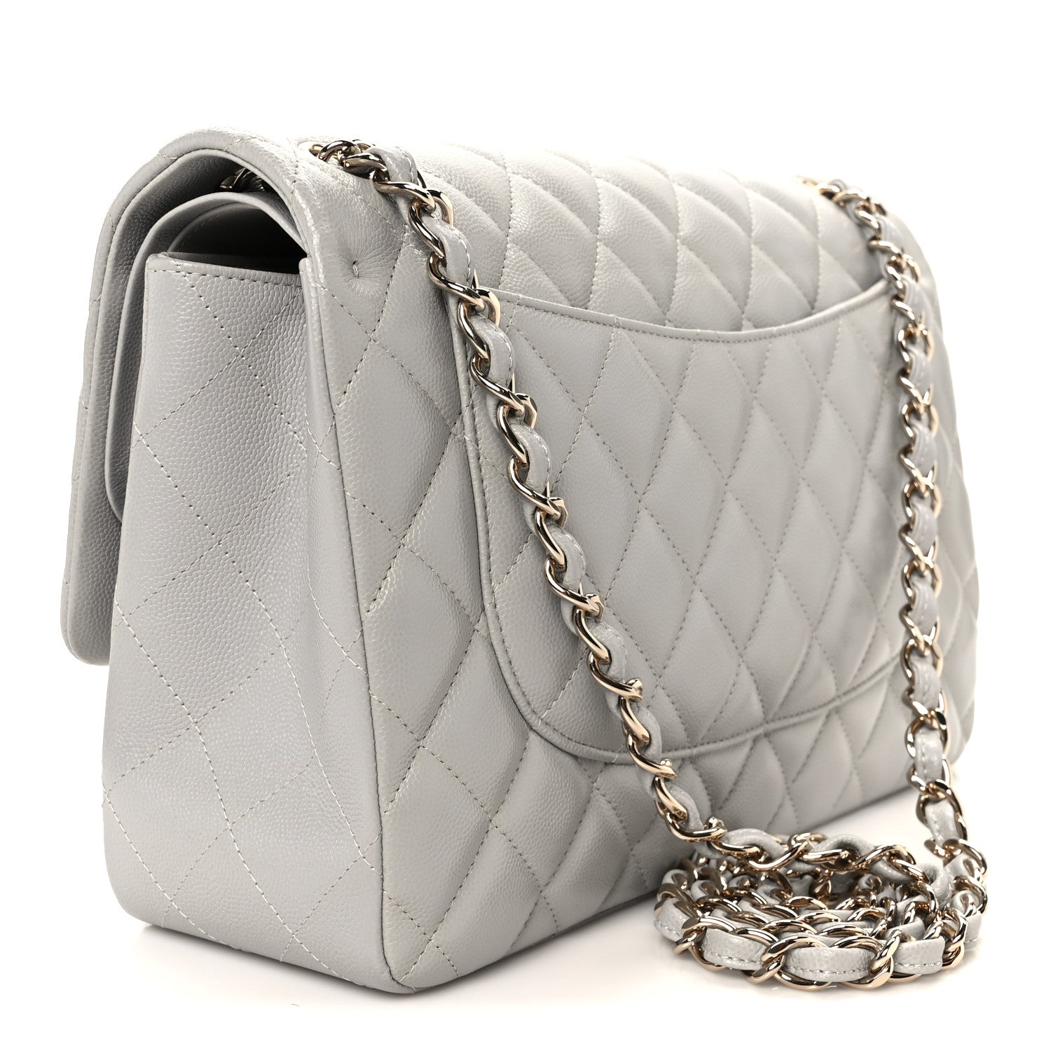 Chanel Caviar Quilted Jumbo Double Flap Grey Grey 3 of 11