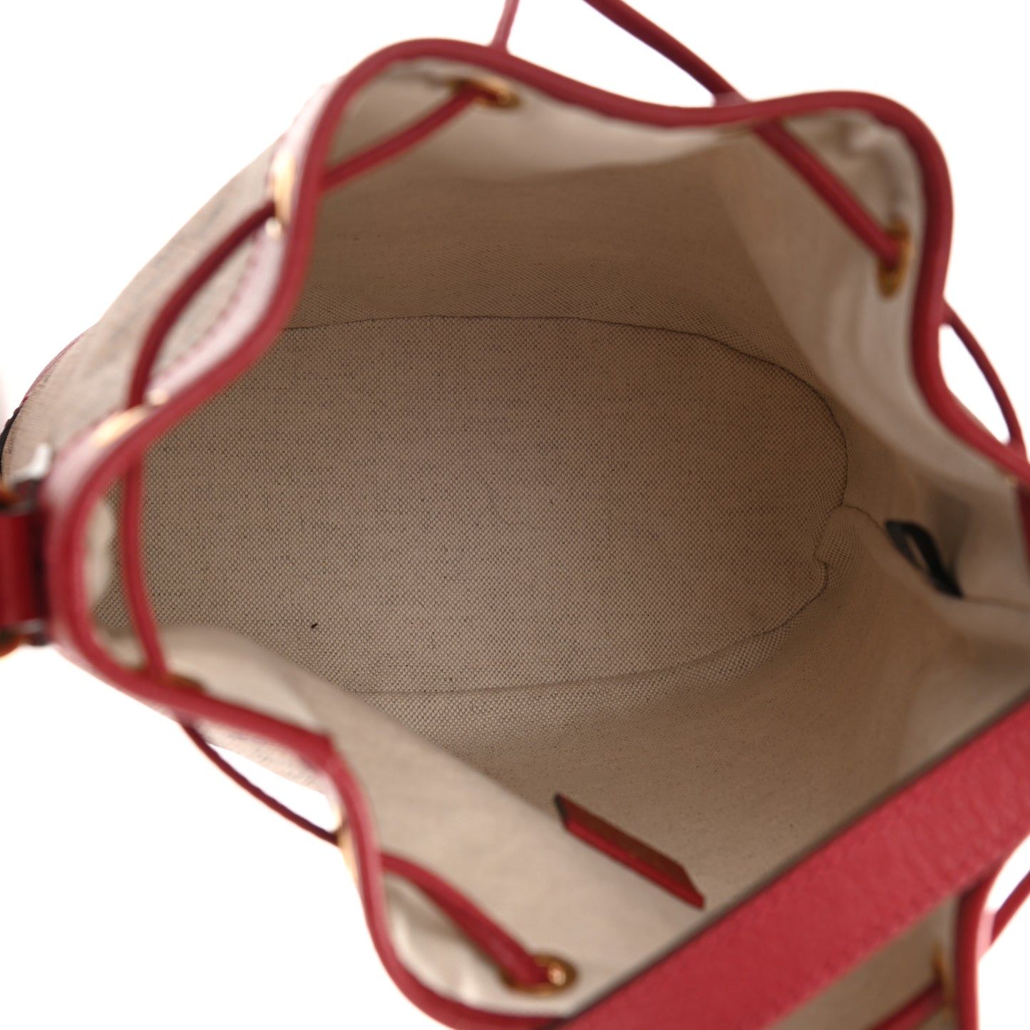 X DORAEMON Vintage GG Supreme Monogram Small Bucket Bag Beige Cherry Red