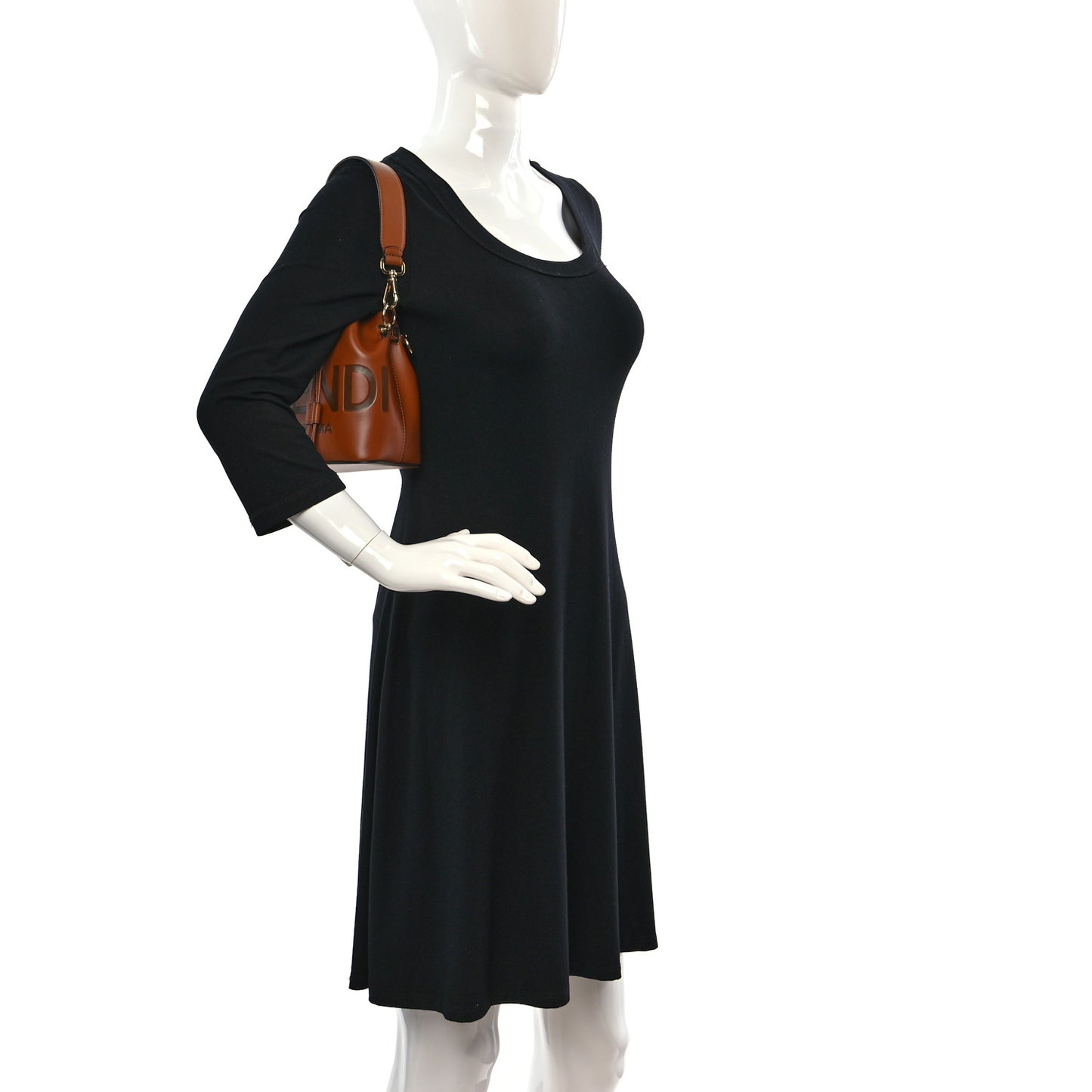 Vitello King F is Fendi Logo Embossed Mini Mon Tresor Bucket Bag Cuoio