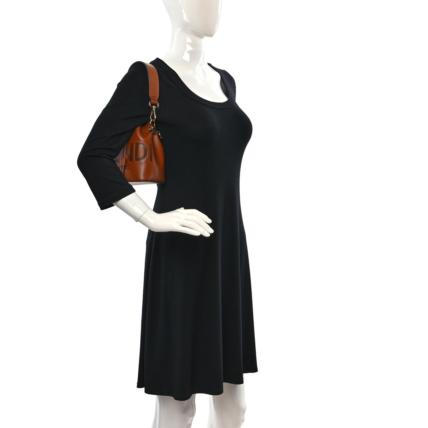Fendi Vitello King F is Fendi Logo Embossed Mini Mon Tresor Bucket Bag Cuoio 2 of 9