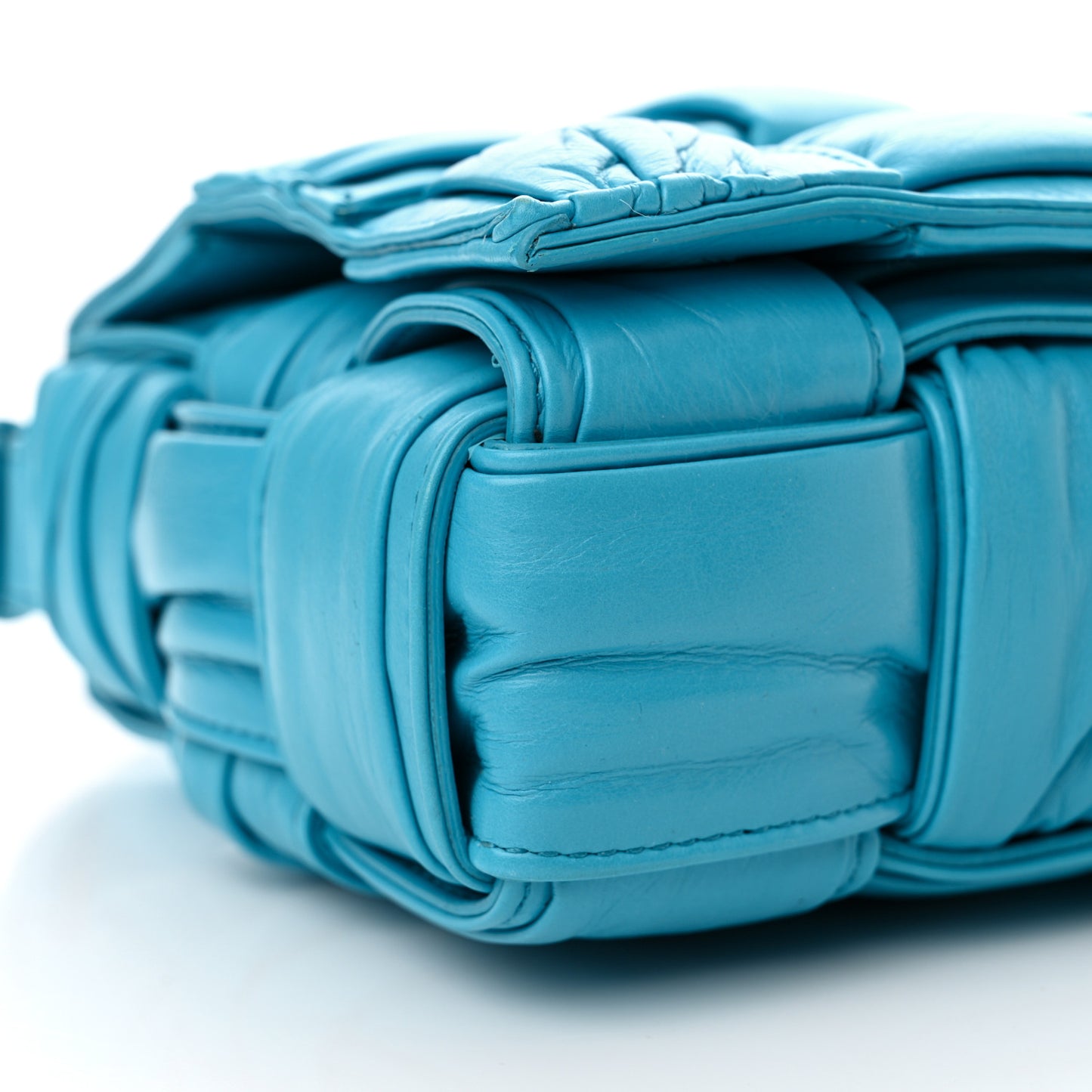 Calfskin Intreccio Plisse Cassette Crossbody Bag Pool