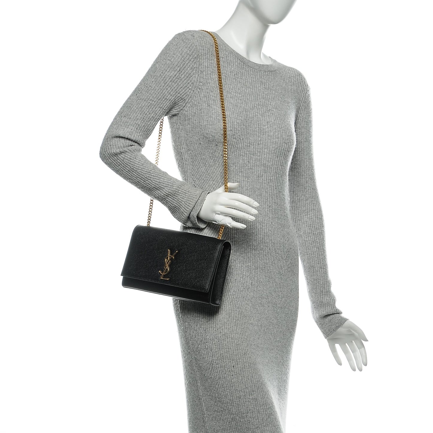 Grain De Poudre Medium Classic Monogram Kate Satchel Black