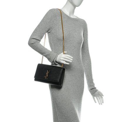 Saint Laurent Grain De Poudre Medium Classic Monogram Kate Satchel Black 2 of 7