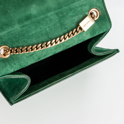 Saint Laurent Suede Small Classic Monogram Kate Tassel Satchel Green 4 of 4