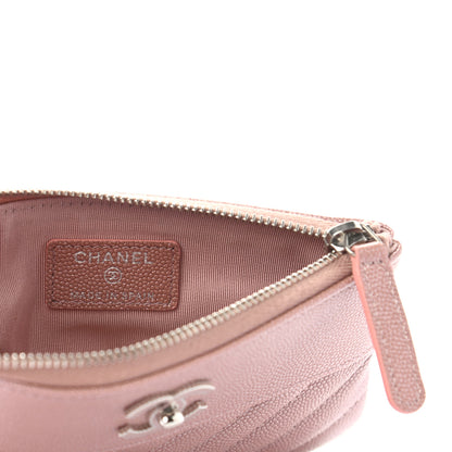 Chanel Metallic Caviar Chevron Quilted Small Vintage Mademoiselle Cosmetic Case Pink 6 of 7