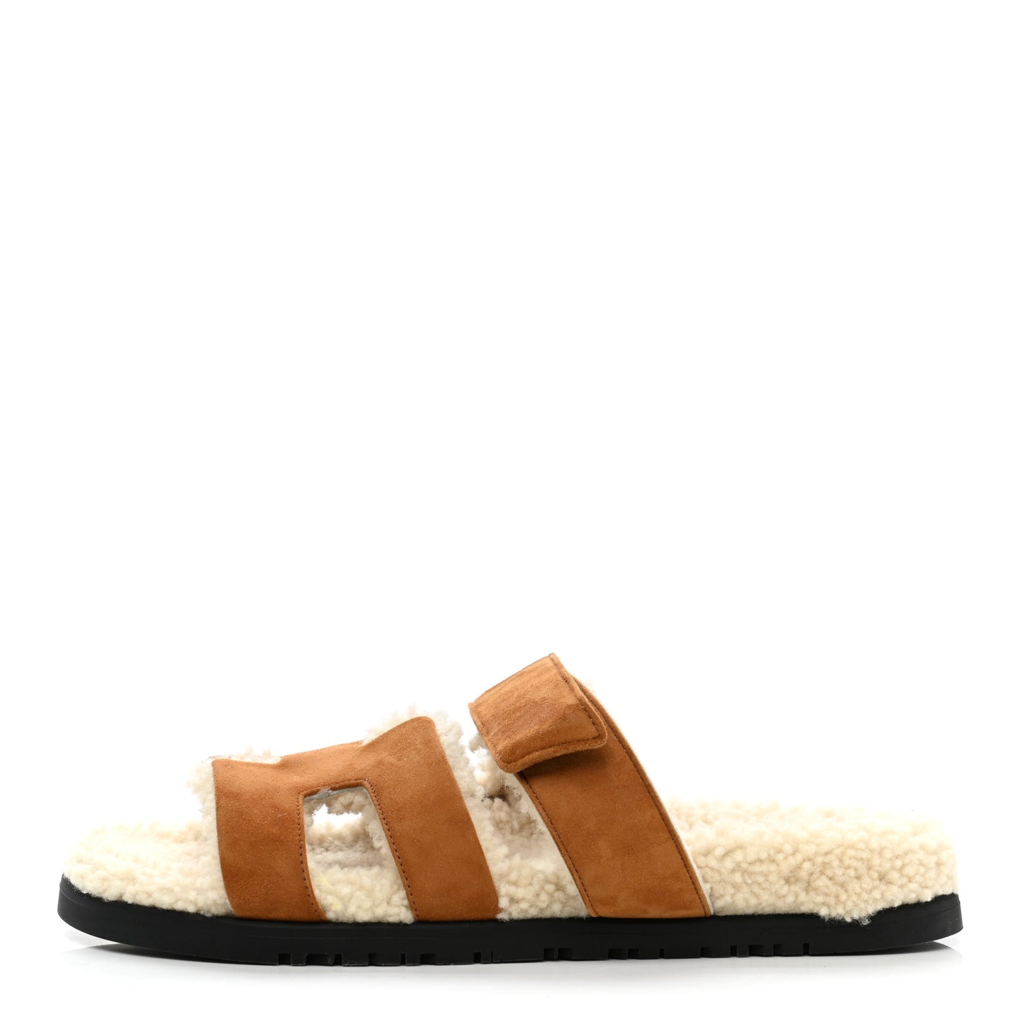Suede Goatskin Woolskin Womens Chypre Sandals 37 Brun Fume Ecru