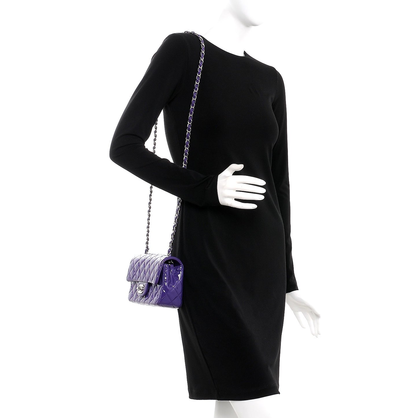 Patent Quilted Mini Rectangular Flap Purple