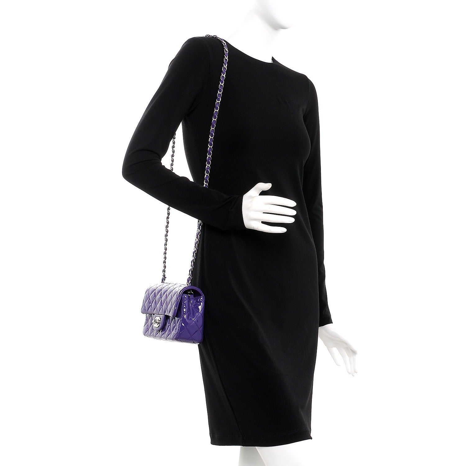 Chanel Patent Quilted Mini Rectangular Flap Purple 2 of 7