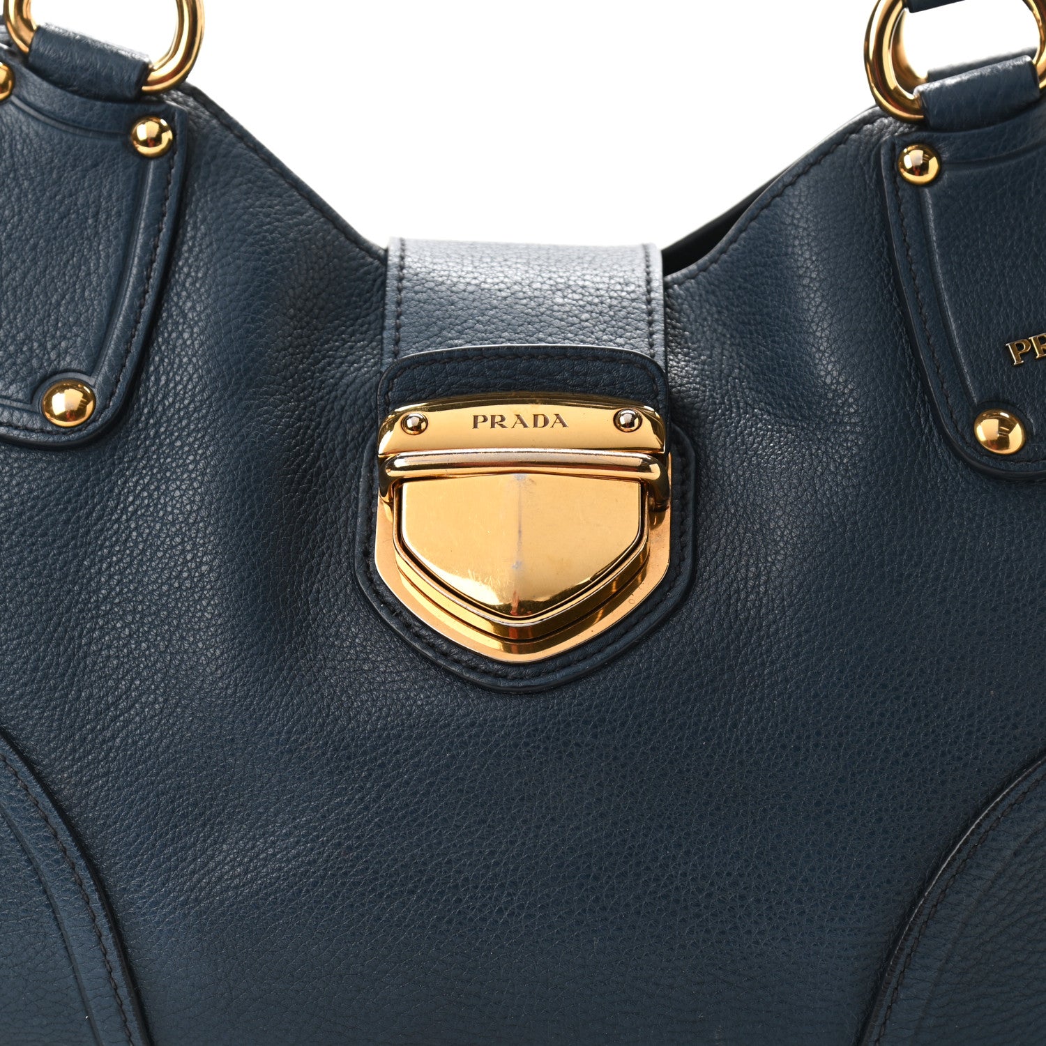 Prada Vitello Daino Pushlock Tote Bleuette 7 of 11