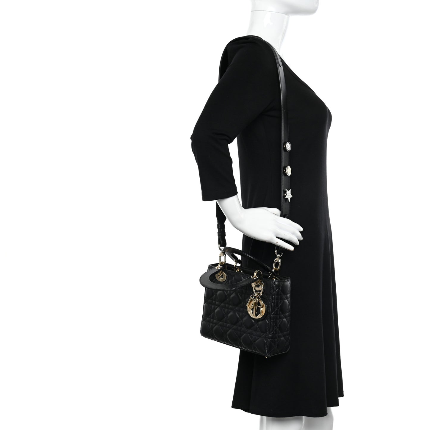 Lambskin Cannage Small Lucky Badges My Lady Dior Black