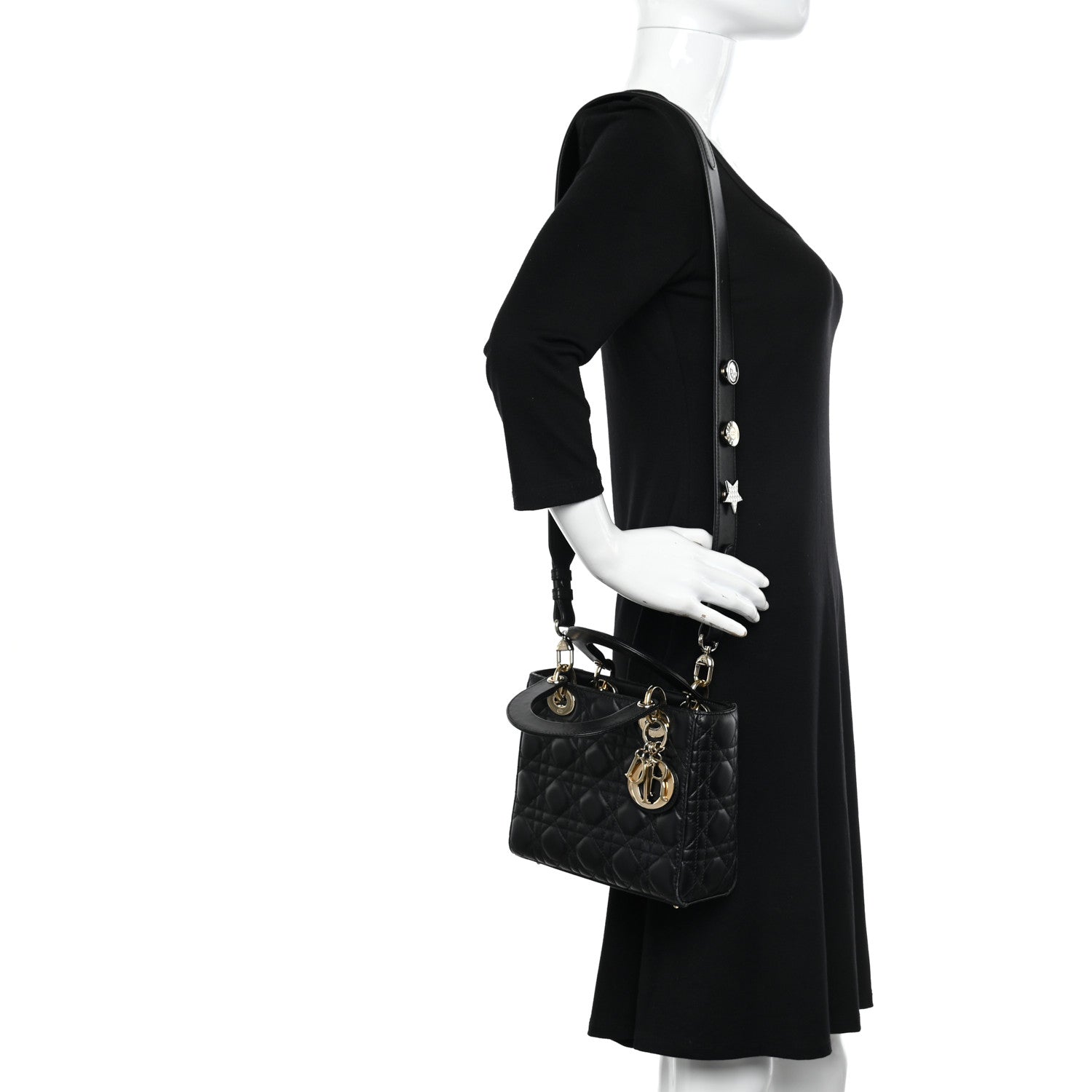 Christian Dior Lambskin Cannage Small Lucky Badges My Lady Dior Black 2 of 16