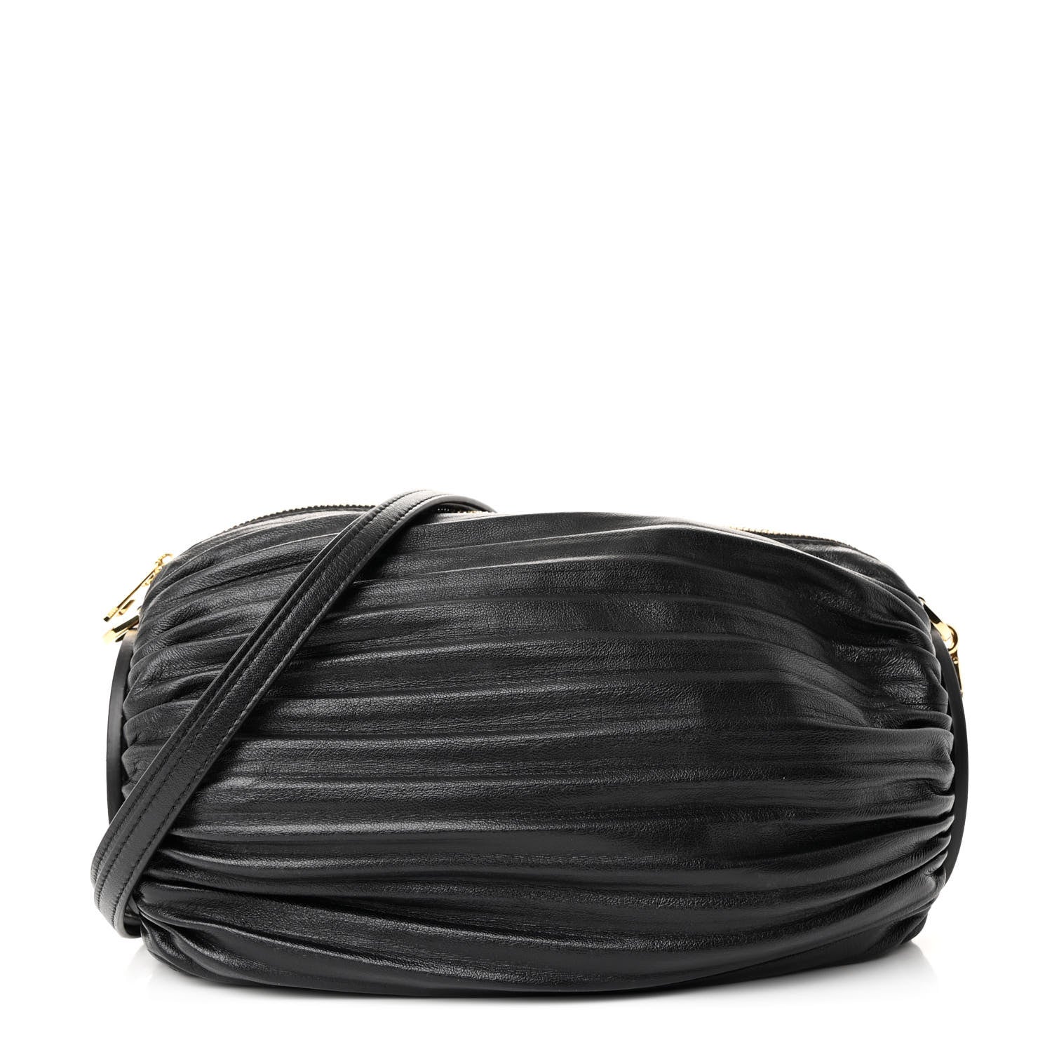 Loewe Lambskin Pleated Bracelet Pouch Shoulder Bag Black 1 of 10