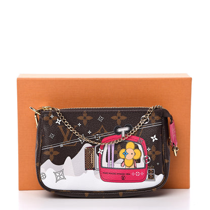 Louis Vuitton Monogram 2019 Christmas Animation Mini Courchevel Pochette Accessories Fuchsia 7 of 7