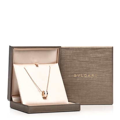 Bulgari 18K Rose Gold White Ceramic B.Zero1 Pendant Necklace 5 of 5