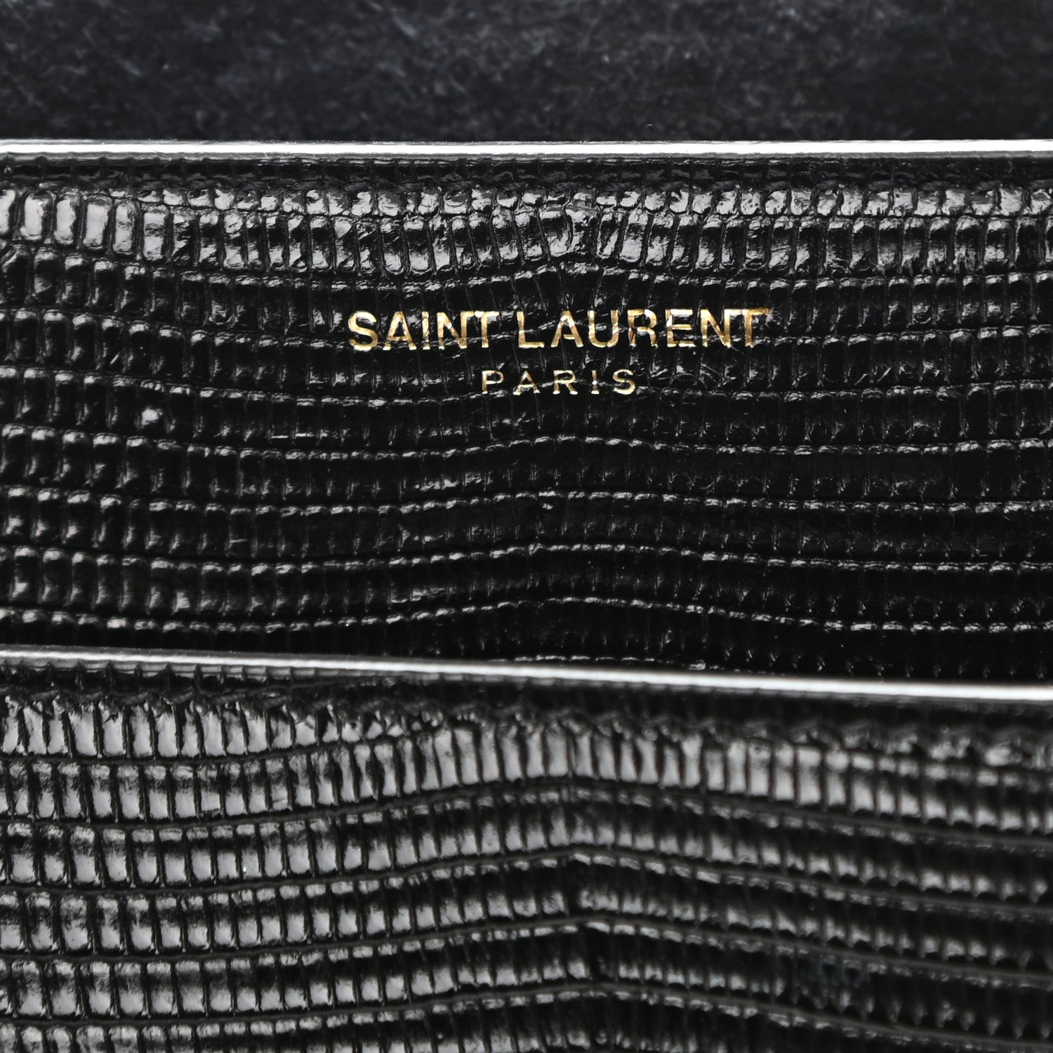 Saint Laurent Lizard Calfskin Embossed Betty Messenger Black 6 of 8