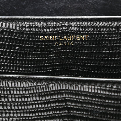 Saint Laurent Lizard Calfskin Embossed Betty Messenger Black 6 of 8