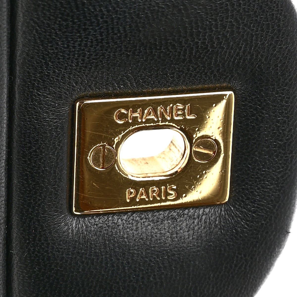 Lambskin Quilted Jumbo Double Flap Black