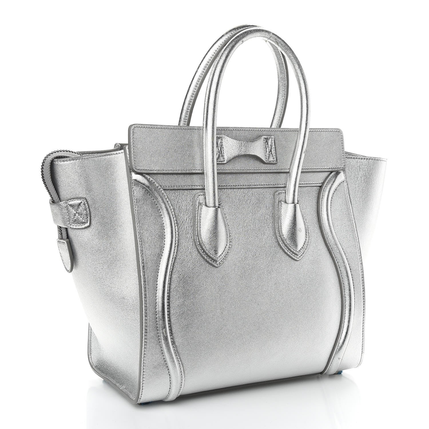 Celine Laminated Lambskin Micro Luggage Silver 3 of 12