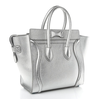Celine Laminated Lambskin Micro Luggage Silver 3 of 12