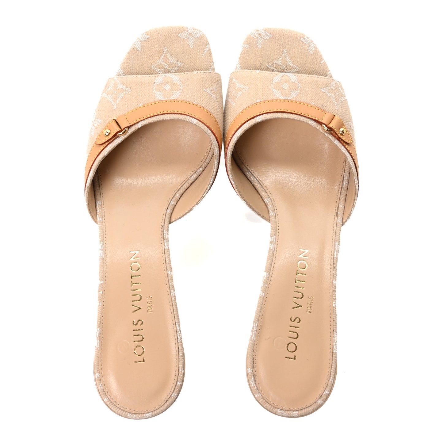 Denim Monogram 6AM Icon Mules 40 40 Sandy Beige