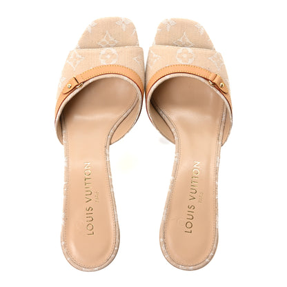 Louis Vuitton Denim Monogram 6AM Icon Mules 40 40 Sandy Beige 2 of 9
