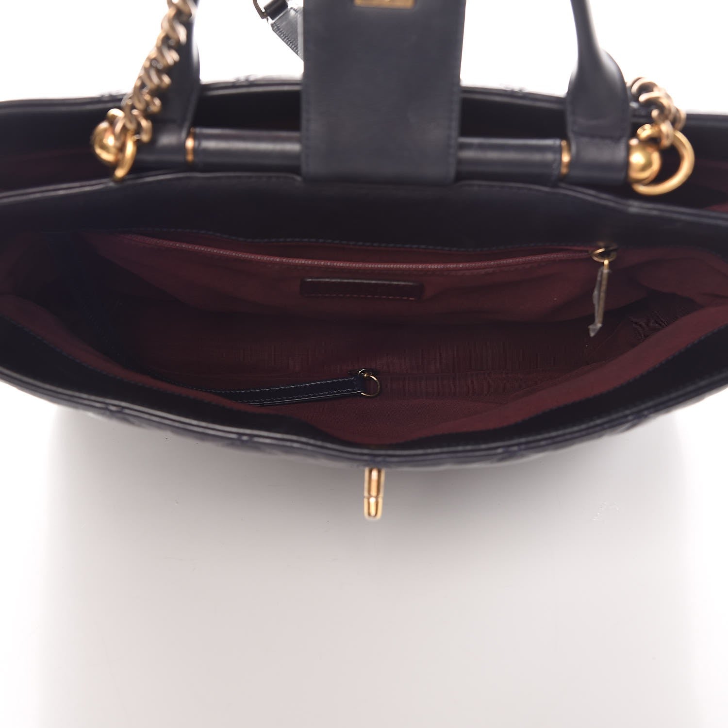 Chanel Calfskin Quilted Large Gold Bar Top Handle Tote Dark Navy Blue 6 of 9