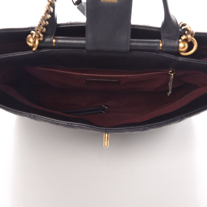 Chanel Calfskin Quilted Large Gold Bar Top Handle Tote Dark Navy Blue 6 of 9