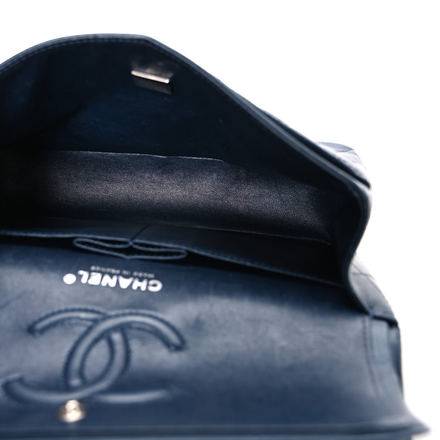 Chanel Iridescent Lambskin Quilted Small Double Flap Dark Blue 5 of 11