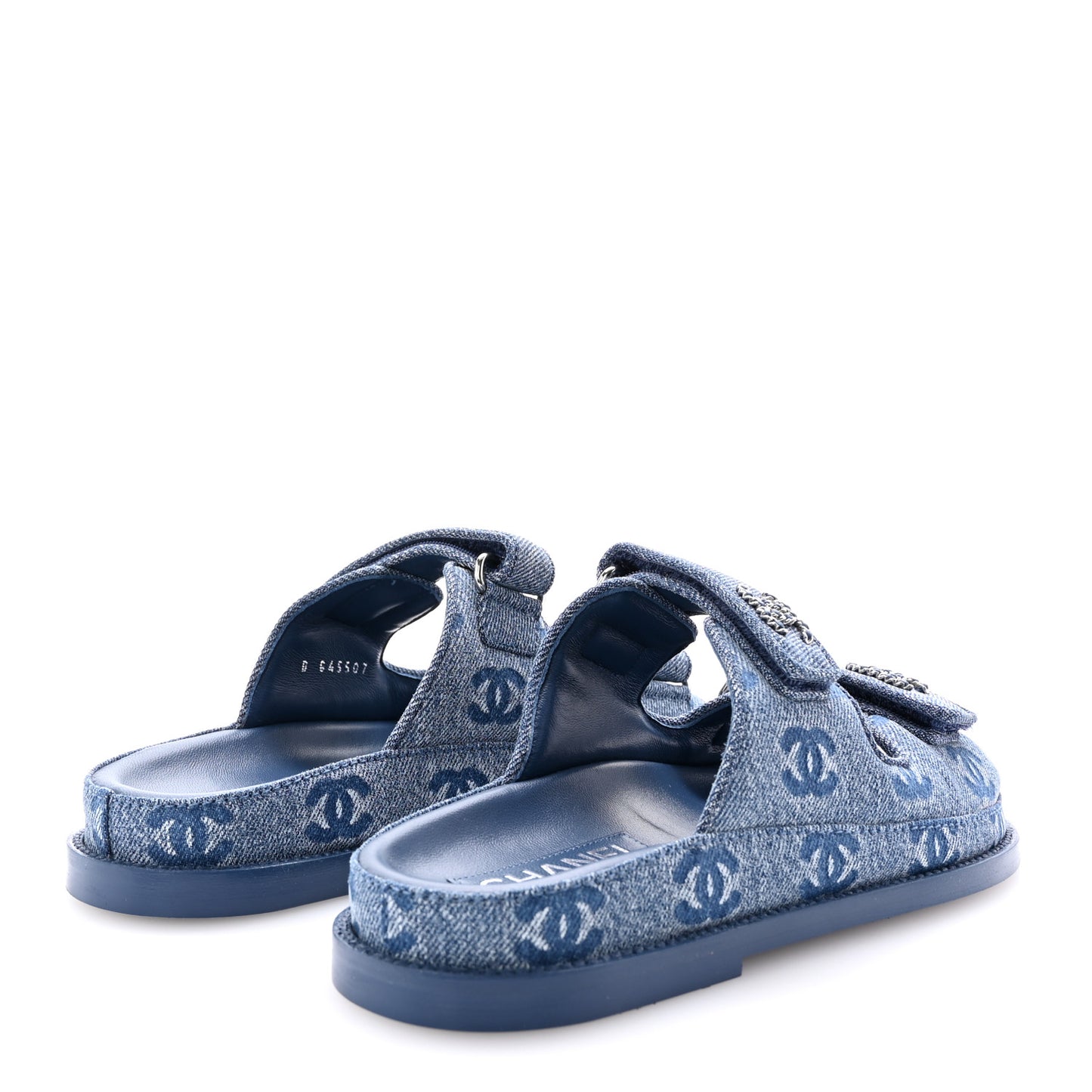 Denim CC Velcro Dad Chain CC Slide Sandals 36 Blue