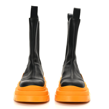 Bottega Veneta Calfskin The Tire Chelsea Boots 38.5 Black Tangerine 2 of 8
