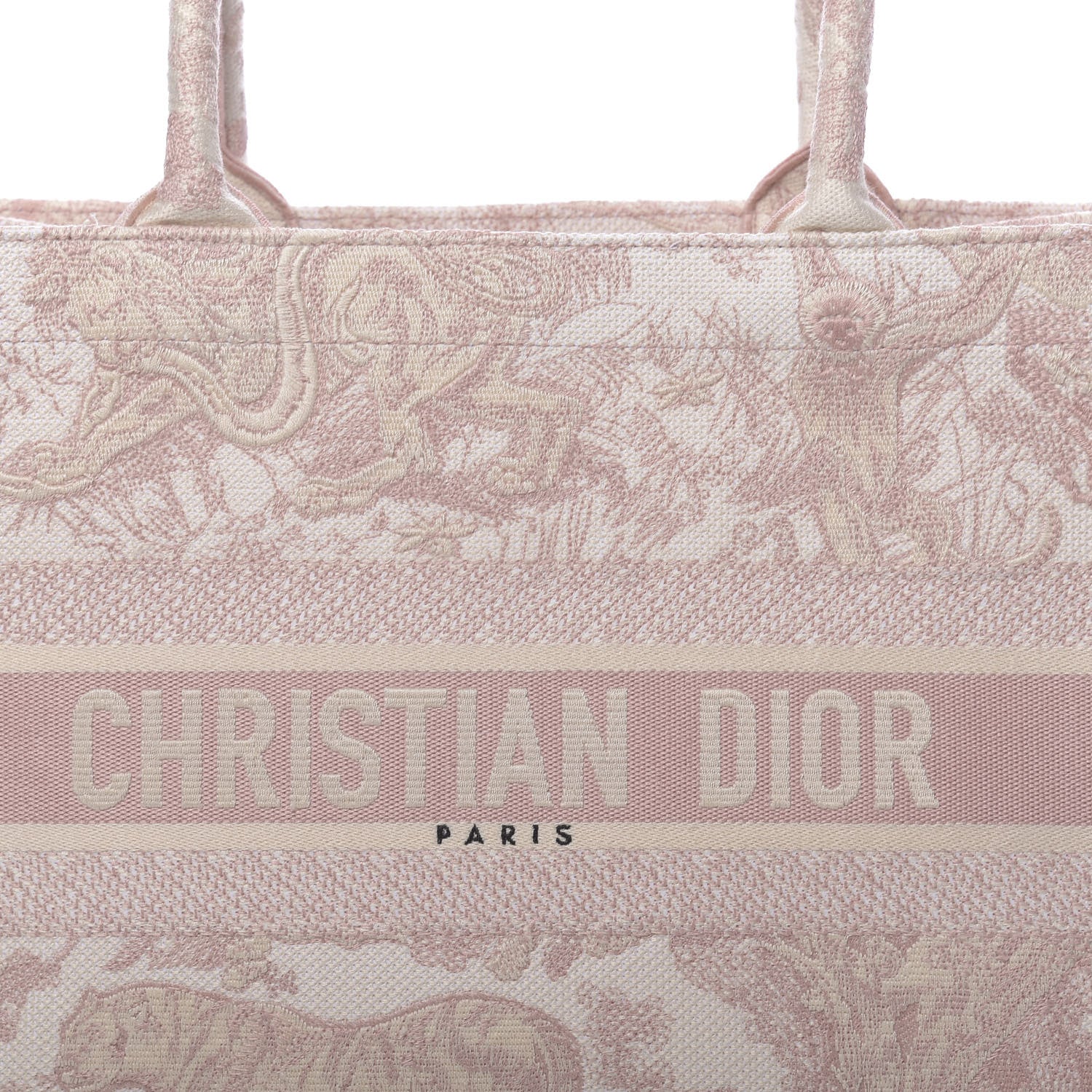 Christian Dior Canvas Embroidered Medium Dioriviera Toile De Jouy Book Tote Rose 8 of 11
