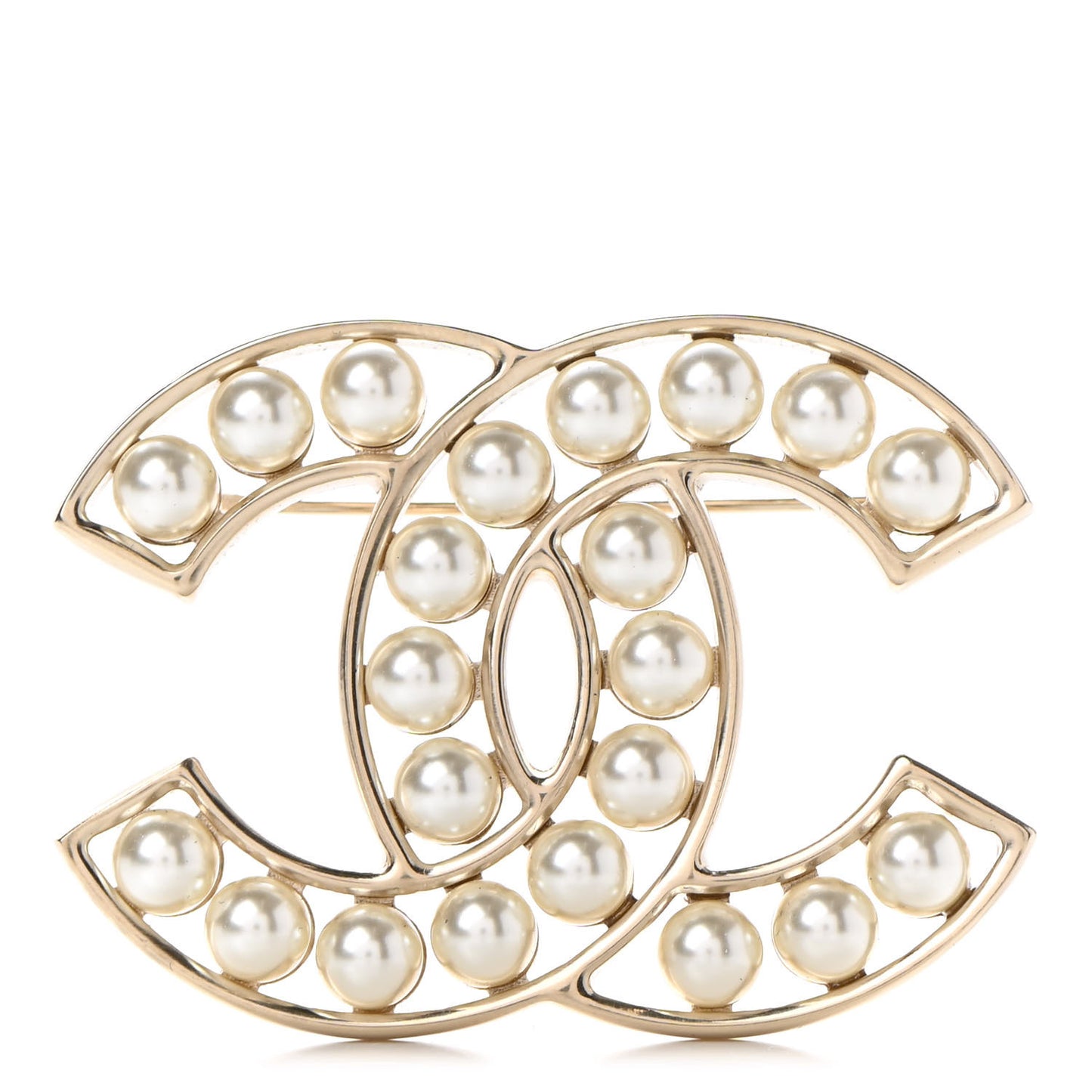 Pearl CC Brooch Light Gold