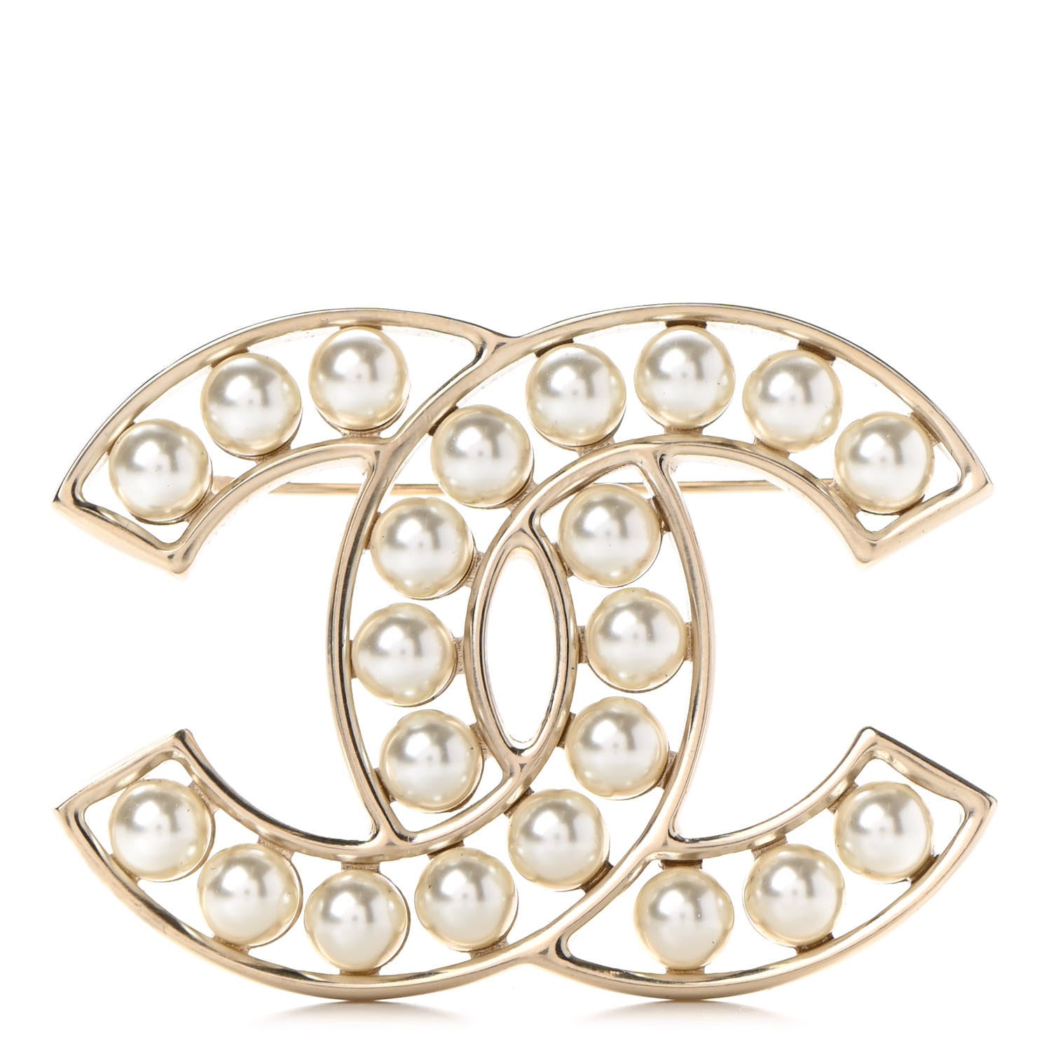 Chanel Pearl CC Brooch Light Gold 1 of 6