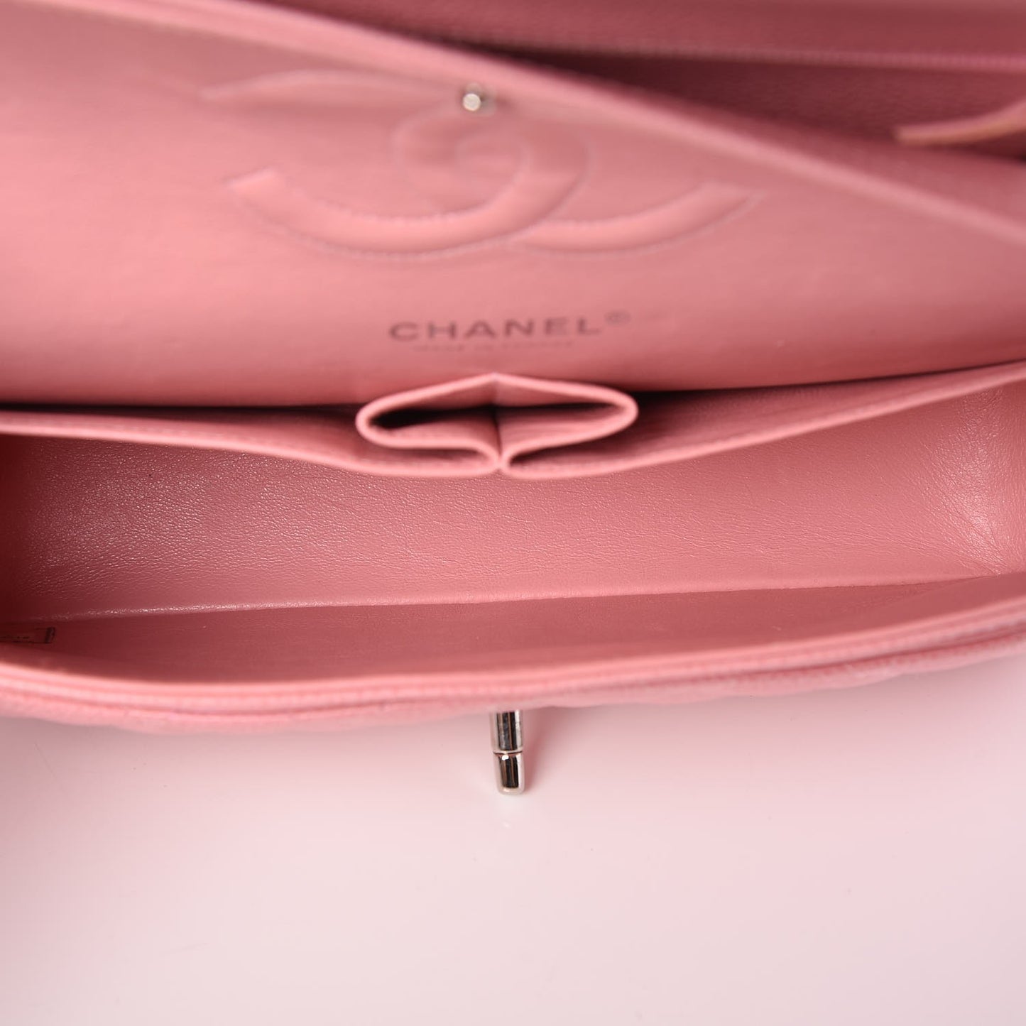 Caviar Quilted Medium Double Flap Pink