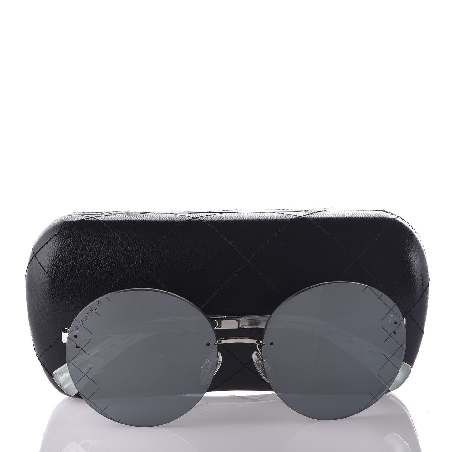 Metal Rimless Round Sunglasses 4216 Silver