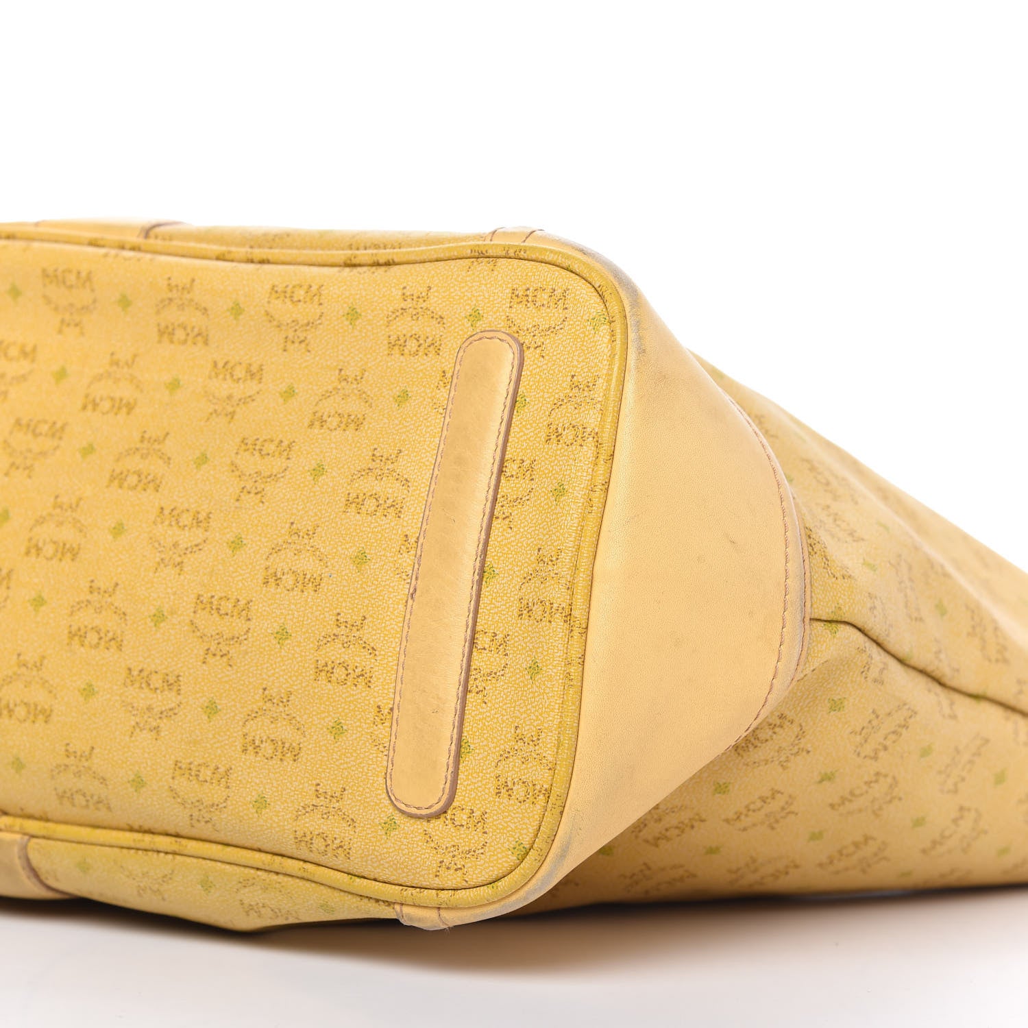MCM Coated Canvas Shopper Tote Yellow 7 of 9